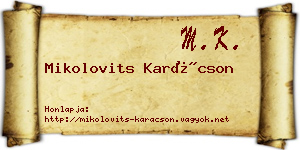 Mikolovits Karácson névjegykártya